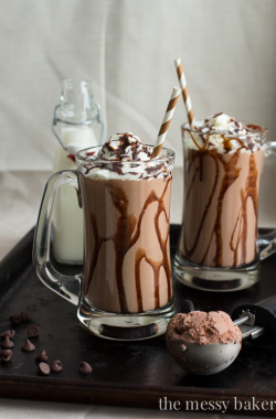 foodiebliss:  Chocolate Peanut Butter Roasted Banana MilkshakeSource: The Messy Baker (Now One Sweet Mess)
