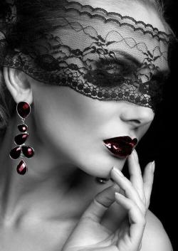 spot-star:  ~His eyes darken when He sees her, the lace acting like an aphrodisiac…seductive, sensual, erotic~  Beautiful blindfold! Not removing one sense, just altering it and heightening it. DA