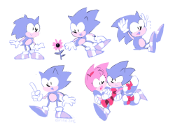 airinn:    i replayed sonic cd a little while ago and wanted to draw some sanics (+ amy)   