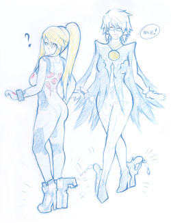 tabletorgy:  tabletorgy:  Samus and Baynonetta because some of you requested Samus’ booty and both of them together! yeah you probably wanted to see some smut… btw someone should draw a Samus/Bayonetta FusionThey even have the same beauty spot!  VERY