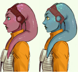 maliadoodles:Here are some current results on my Twi’lek OC development, with a bunch of color schemes for her! The photo of just the two(pink and blue) are my best picks out of the original batch, I’ll be sure to keep you guys posted on her progress!