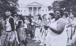 lesbianartandartists:  Women marching in front of the White House during the National March on Washington for Lesbian and Gay Rights, Washington D.C., 1987