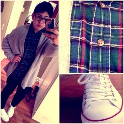 Here I come. #allstar #fashion #gay #flannel #cardigan #chucks #thrifted #mensfashion  (at Le Household )