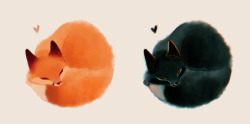 rozenn-blog: teapotsahoy:  rozenn-blog: Little foxes from my twitter :) these are so beautiful and I love them so much…but!  They really should have their noses tucked, for maximum circular foxness  Here ya go 8D 
