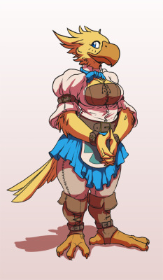 tzar-volver:busty chocobo lady character I plan on doing something with. don’t have a name for her