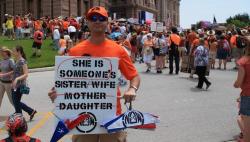 boobytrapzap:  naralprochoicemass:  think-progress:  Women’s rights are human’s rights.  Texas men explain why so many have joined the fight.  “I have a mother, I have a wife, I have nieces. It’s real important they be treated as competent human