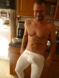 Seeing  dad’s cock outline when in front of all guests makes me horny.   Hot