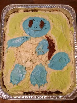my attempt at making my little brother a squirtle cake for his birthday! its probably better than the charmander cake i made for my man a few weeks ago