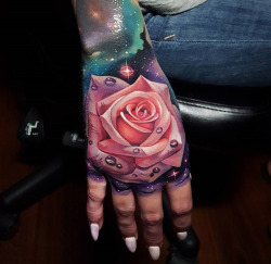 tattooideas123:  Pretty Pink Rose Hand Tattoohttp://tattooideas247.com/pink-rose-hand/