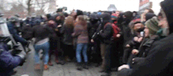 juicyj-caint:  naturepunk:  cerebralzero:kropotkindersurprise:March 26 2015 - A Quebec riot cop shoots a protesting student in the face with a tear gas grenade from point blank range. [video]Quebec police are trash. Got batoned by one of these bastards