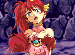 Busty red haired oppai female getting her clothes ripped off after being defeated and captured.