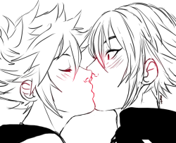 vani-e:  ｋｉｓｓA quick sketch before going to school, the soriku feelings are strong.