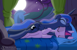 Princess Luna and Twilight Sparkle Cuddling (6) by 90Sigma Moonblanket! Awww &lt;3