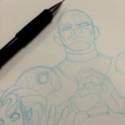 Working through pencils on a new commission during lunch! #Cyborg #TeenTitans #WIP - Follow me on Instagram and Twitter @yecuari