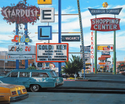 vintagelasvegas:  At the Gold Key Motel, Las Vegas in 1976. Photorealist painting “Stardust Motel” (1977) by John Baeder, published in A Road Well Taken.