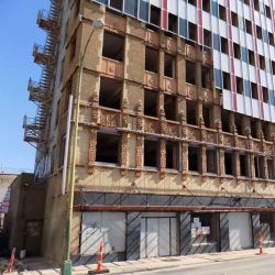 1960s over cladding is removed from a 1920s office building in San Antonio.