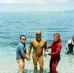 sixpenceee:  The Riace bronzes were discovered August 16, 1972. The classical Greek statues were spotted partly buried in the sand about 300 meters off the cost of Riace, near Reggio Calabria, Italy. 