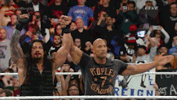 wrasslormonkey:  &ldquo;They can’t boo him with The Rock out there!&rdquo; (by @WrasslorMonkey)