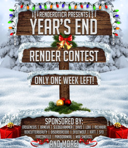  The holidays are quickly coming to the end and so it 2015,  those of you  who love to wait till the last minute to enter contests this is YOUR  time!  There&rsquo;s only 1 week left to get your renders into our 2015 Year&rsquo;s  End Render Contest!