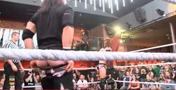 rwfan11:John Morrison moons another crowd doing a back flip at PCW in Liverpool’s Calm Down, Calm Down event.