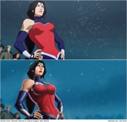 dorkly:  Wonder Woman in Justice League: War by i-am-knot 20 Fan Art Repaints Turn Your Favorite Cartoons Into Masterpieces 