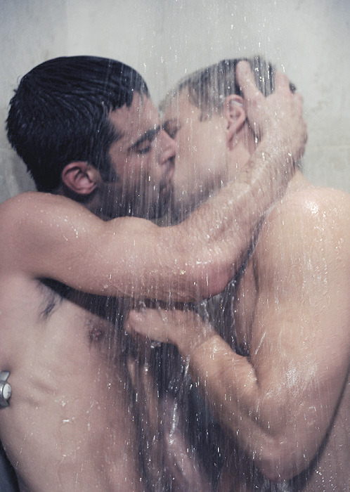 Two friends in shower