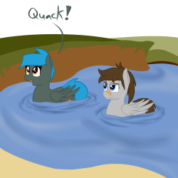 whatisapokemon:  phoenixswift:  And that day, Fuse decided that he couldn’t take Jade to the park anymore. It was awkward for everyone. She probably also complained about not having her wing bind. But whatev, she can suck it up.   quack quack!  Hnnng
