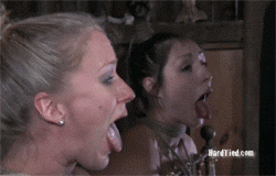 girlsrule-subsdrool:  Look at that slutty, dripping tongue. 