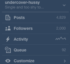 undercover-hussy:  It’s happened! 2000 of you guys :) That’s so cool. I really never thought I would have gained this many followers when I started this blog. But man…this is dope. Anyways, as promised, I will be writing usernames on my body as