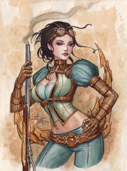 art-of-cg-girls:  Lady Mechanika - watercolor comission by Sabinerich