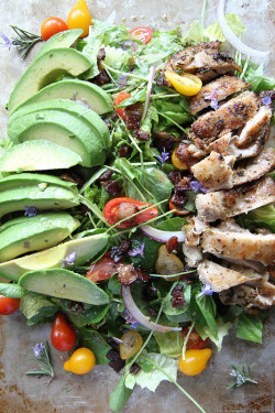 beautifulpicturesofhealthyfood:  Rosemary Chicken, avocado and bacon salad…RECIPE 