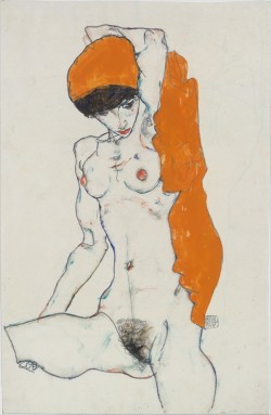 fernsandmoss:  Egon Schiele, Standing Nude with Orange Drapery, 1914