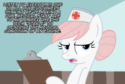 askpun:  Poor Nurse Redheart has it tough with some of the ‘secondary influences’ of my volunteering at the clinic. Artwork by Motion SparkScript #905  &gt;w&lt;!