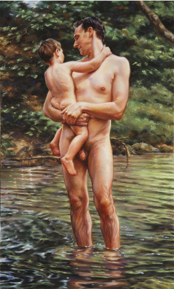 Nude father and son naked