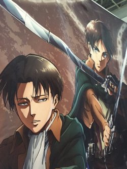 snkmerchandise: News: Sunny Side Up Multicross Lifesize Cloth Posters Original Release Date: July 6th, 2017Retail Price: 10,800 Yen each A first look at the upcoming lifesize cloth poster of Eren &amp; Levi, measuring a whopping 110cm x 190cm! The same