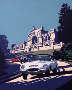 carsthatnevermadeit:  Artist Tim Layzell has created an artwork for Classic &amp; Sports Car magazineâ€™s inaugural London Show, which takes place this autumn. The artworkÂ depicts three iconic British cars outsideÂ Alexandra Palace, the showâ€™s venue