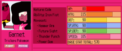 grass-skirt:Gem Pokemon Info Cards, containing species, type, nature, ability, moves, and base stats. BONUS:(Full size)