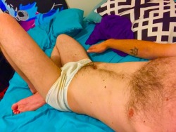 peewhereyoulike:Come lay with me. Hope you don’t mind my stained undies