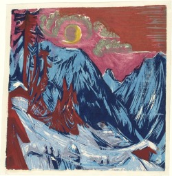 thunderstruck9:  Ernst Ludwig Kirchner (German, 1880-1938) Wintermondnacht [Winter Moonlit Night], 1919. Woodcut, 31 x 32 cm.via kundst