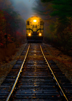 coiour-my-world:The Notch Train ~ Conway Scenic Railroad in New Hampshire’s White Mountains ~ Derek Kind