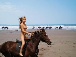 Nude horseback riding on beach.Â   nude-public:  www.nakedbeach.us 