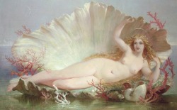 The Birth of Venus: A painting which depicts the goddess Venus, having emerged from the sea as a full grown woman