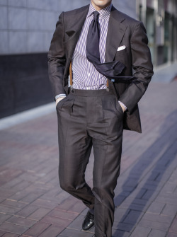 bntailor:  Brown Glen Plaid Suit by B&amp;TAILOR in Drago 180’s B&amp;TAILOR Unlining Tie Liverano Brace 