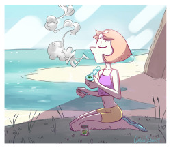 cubedcoconut:Commissioned piece of Pearl having a little smoke break. Thanks for commissioning me! It’s the right day for a reblog!