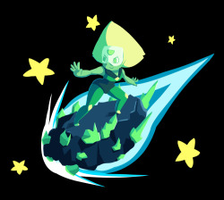theninjalemon:  Gem Origins - Peridot Working on a series of SU designs based on where each gem can be found in the world.  Peridots are typically found carried to the surface by lava but can also be found in meteorites! You can buy this design here!