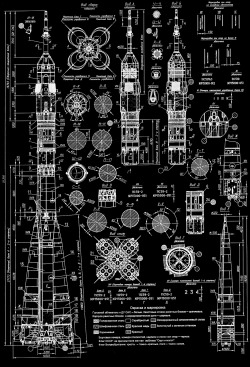 thekhooll:  Soyuz Blueprint of a Russian Soyuz rocket. Click here to view big..!