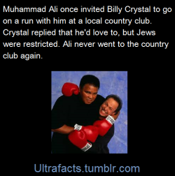 ultrafacts:From Billy Crystal’s memoir:When he called me to see if i wanted to run with him on a local country club:&ldquo;I would love to,&rdquo; i said. But that club is restricted. &ldquo;What does that mean&rdquo;? he asked. &ldquo;It means they