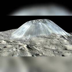 Unusual Mountain Ahuna Mons on Asteroid Ceres #nasa #apod #jpl #caltech #ucla #mps #dlr #ida #dawnmission #ahunamons #mountain #ceres #asteroid #dwarfplanet #asteroidbelt #solarsystem #space #science #astronomy