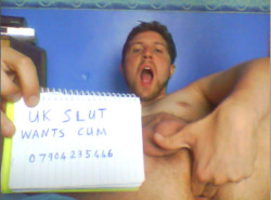 humilationdom11:  I am trying to become a dirty cum whore, please help me fag slut, Good effort on this picture.  You are on your way to a documented life of depravity as a cum slut.  Be sure to request the men who use your holes to take video or pictures