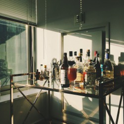 100proof:Sunset on the new bar cart.  Cracking open Grimm’ Subliminal Message sour.